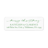 Minimalist Green Elegant Christmas Return Address Etiket (Voorkant)