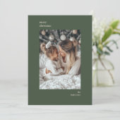Minimalist Green Frame Christmas Photo  Feestdagenkaart (Staand voorkant)