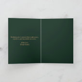 Minimalist Green & Gold Folded Christmas Card Feestdagen Kaart (Binnen)
