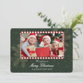 Minimalist Green Gold Merry Christmas Handwriting Kaart (Staand voorkant)