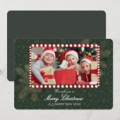 Minimalist Green Gold Merry Christmas Handwriting Kaart (Voorkant / Achterkant)