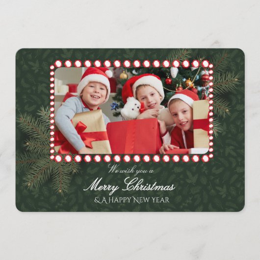 Minimalist Green Gold Merry Christmas Handwriting Kaart (Voorkant)