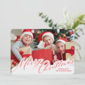 Minimalist Green Gold Merry Christmas Handwriting  Kaart (Staand voorkant)