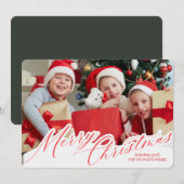 Minimalist Green Gold Merry Christmas Handwriting  Kaart (Voorkant / Achterkant)