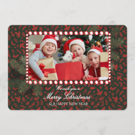 Minimalist Green Gold Merry Christmas Handwriting Kaart