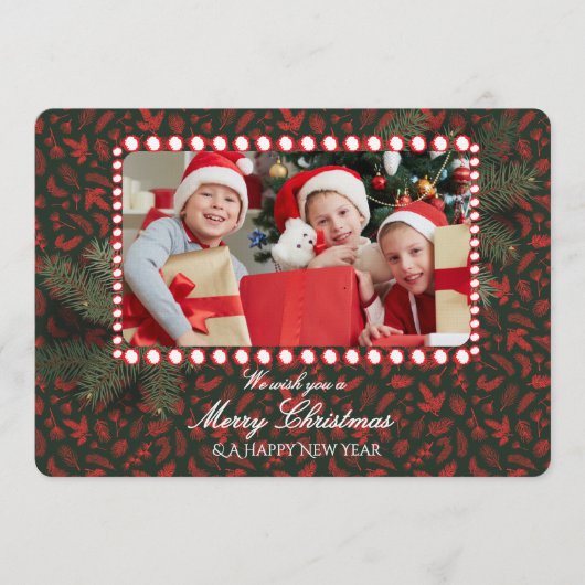 Minimalist Green Gold Merry Christmas Handwriting Kaart (Voorkant)