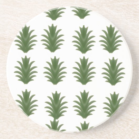 Minimalist Green Leaf Botanical Paper Plate Zandsteen Onderzetter (Voorkant)