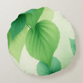 Minimalist Green Leaves Art – Botanical Print Rond Kussen (Achterkant)