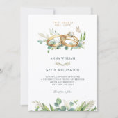 Minimalist green leaves wedding ring  kaart (Voorkant)
