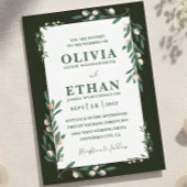 Minimalist Green Modern Simple Typography Wedding  Kaart