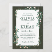 Minimalist Green Modern Simple Typography Wedding  Kaart (Voorkant)
