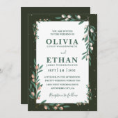Minimalist Green Modern Simple Typography Wedding Kaart (Voorkant / Achterkant)