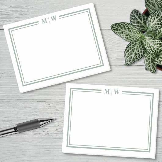 Minimalist Green Monogram Post-it® Notes