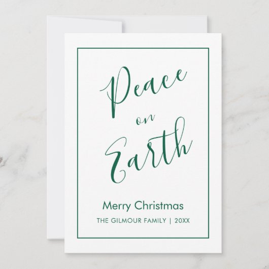 Minimalist|Green Peace on Earth Christmas Card Kaart (Voorkant)