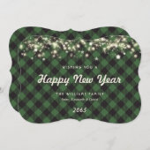 Minimalist Green Plaid New Year Card Feestdagenkaart (Voorkant / Achterkant)