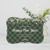 Minimalist Green Plaid New Year Card Feestdagenkaart (Staand voorkant)
