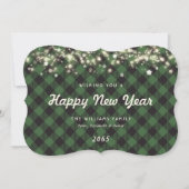 Minimalist Green Plaid New Year Card Feestdagenkaart (Voorkant)