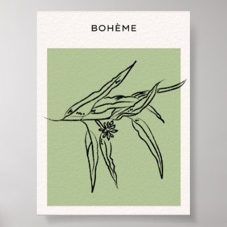 Minimalist Green Poster with Leaves