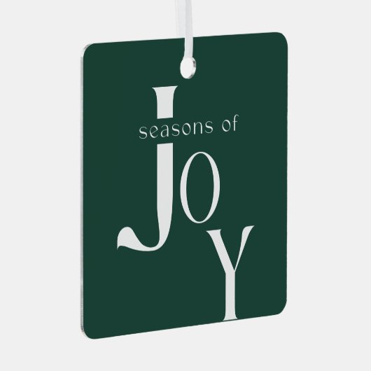 Minimalist Green Script Family Two Photo Christmas Metalen Ornament (Voorkant Rechts)