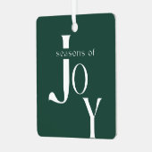 Minimalist Green Script Family Two Photo Christmas Metalen Ornament (Voorkant links)