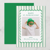 Minimalist Green Stripes St. Patrick's Day Photo Feestdagenkaart (Voorkant / Achterkant)