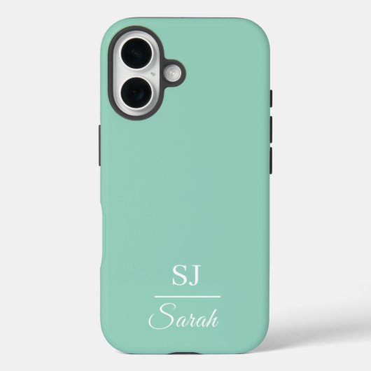 Minimalist Green with Name and Initial  Case-Mate iPhone Case (Achterkant)