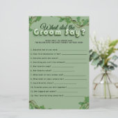 Minimalist Greenery Bridal Shower Groom Quiz Game (Staand voorkant)