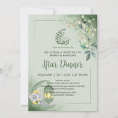 Minimalist Greenery Moon Ramadan Iftar Dinner Kaart (Voorkant)