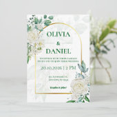 Minimalist Greenery Wedding Invitation Card Kaart (Staand voorkant)