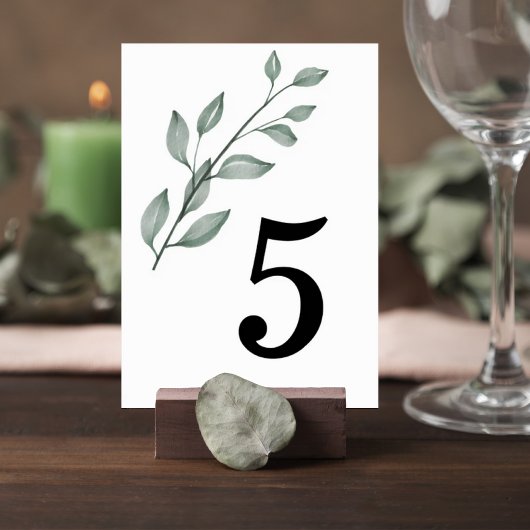 Minimalist Greenery Wedding Table Number Card Kaart
