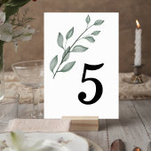 Minimalist Greenery Wedding Table Number Card Kaart