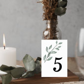 Minimalist Greenery Wedding Table Number Card Kaart
