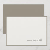 Minimalist Greige Border Personalized Script Notitiekaartje (Voorkant / Achterkant)