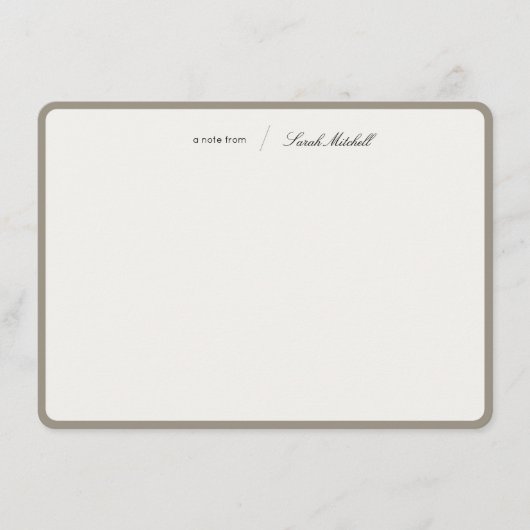Minimalist Greige Personalized Script Rounded Notitiekaartje (Voorkant)
