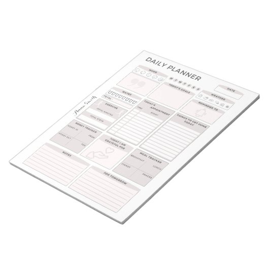 Minimalist Grey Daily Planner -  naam Notitieblok (Schuin)