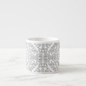 Minimalist Grey Floral Pattern Espresso Kop (Voorkant)