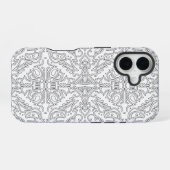 Minimalist Grey Floral Pattern iPhone 16 Hoesje (Achterkant horizontaal)