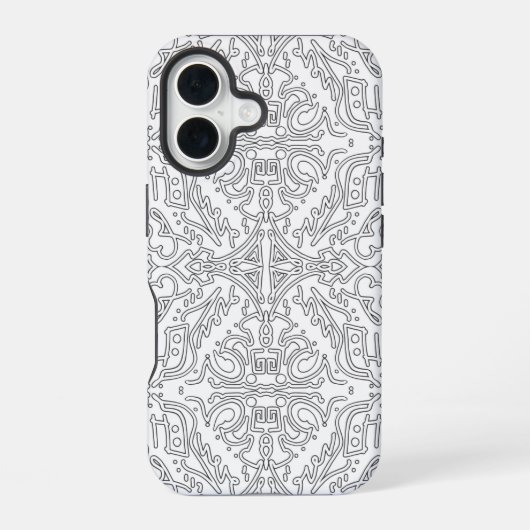 Minimalist Grey Floral Pattern iPhone 16 Hoesje (Achterkant)