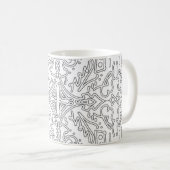 Minimalist Grey Floral Pattern Koffiemok (Voorkant rechts)
