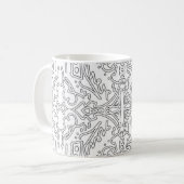 Minimalist Grey Floral Pattern Koffiemok (Voorkant links)