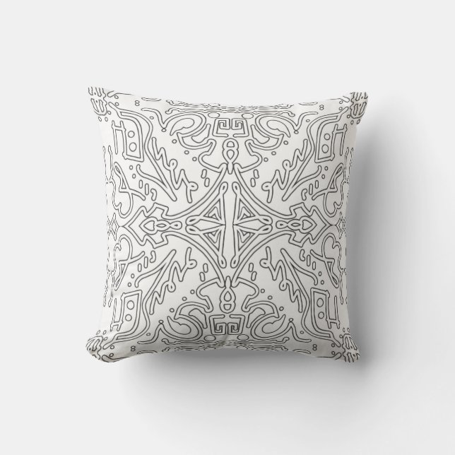 Minimalist Grey Floral Pattern Kussen (Voorkant)