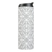 Minimalist Grey Floral Pattern Thermosbeker (Gedraaid links)