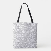 Minimalist Grey Floral Pattern Tote Bag (Achterkant)