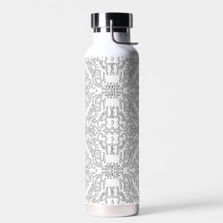 Minimalist Grey Floral Pattern Waterfles