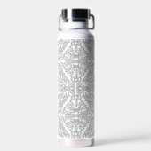 Minimalist Grey Floral Pattern Waterfles (Achterkant)