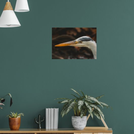 Minimalist Grey Heron Profile Fine Art Print (Woonkamer 1)