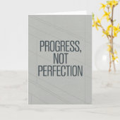 Minimalist Grey "Progress Not Perfection" card Kaart (Gele Bloem)