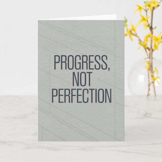 Minimalist Grey "Progress Not Perfection" card Kaart (Gele Bloem)