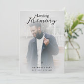 Minimalist Grey Transparency Overlay Photo Funeral Kaart (Staand voorkant)