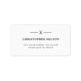 Minimalist Grey White Scissors Hair Salon Etiket